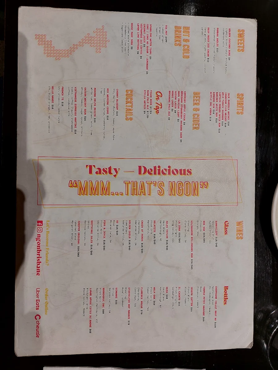 Menu, Ngon Brisbane