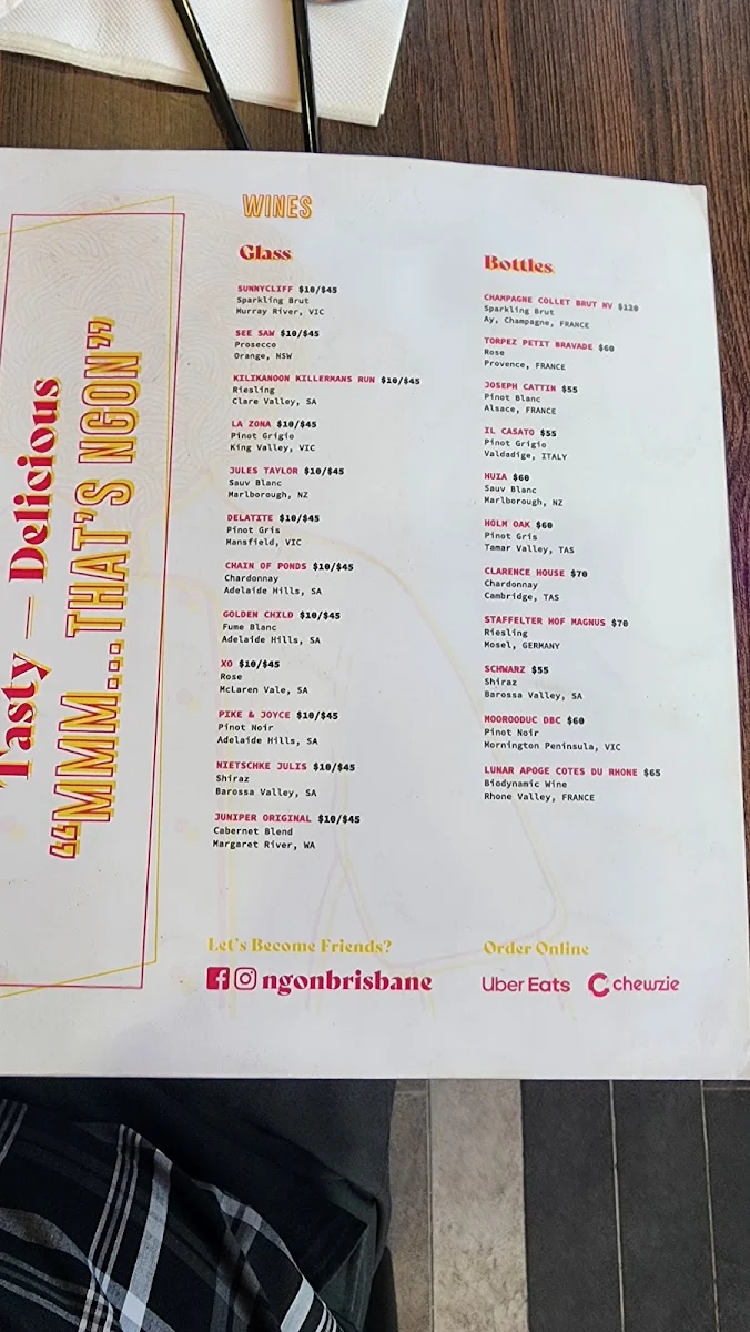 Menu, Ngon Brisbane