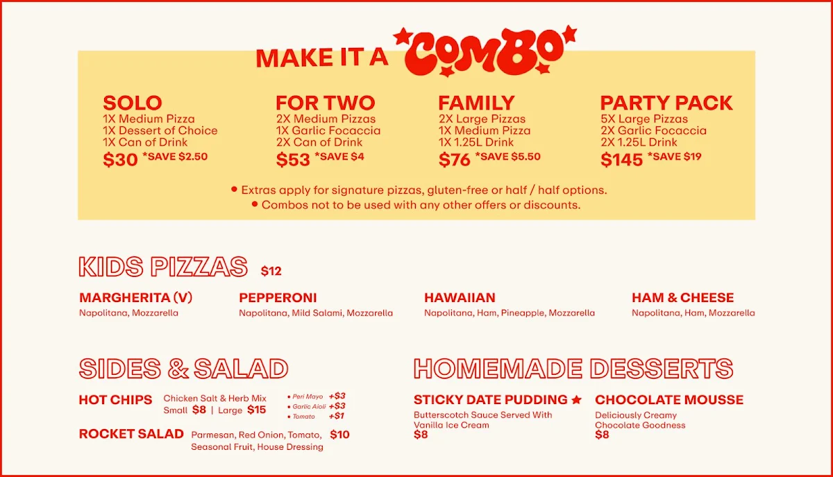 Menu, Magic Brothers Pizzeria Parkdale