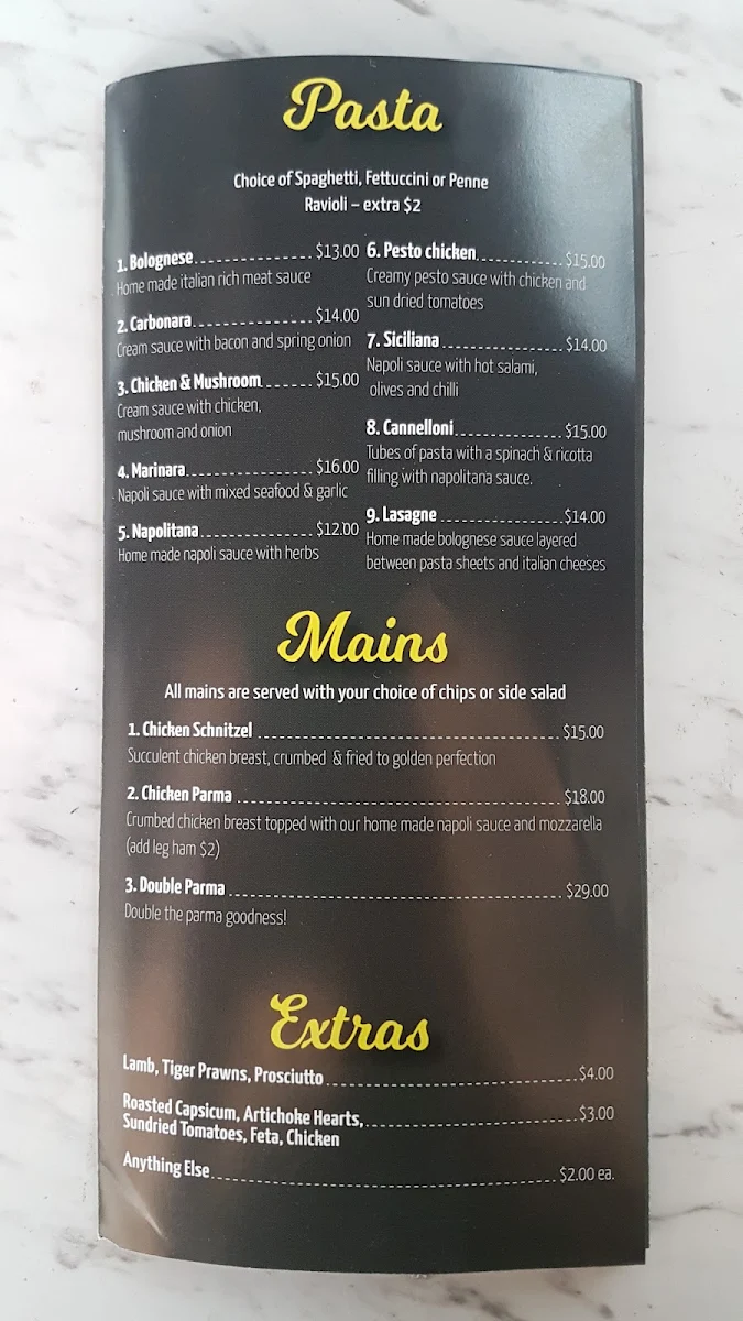Menu, Magic Brothers Pizzeria Parkdale
