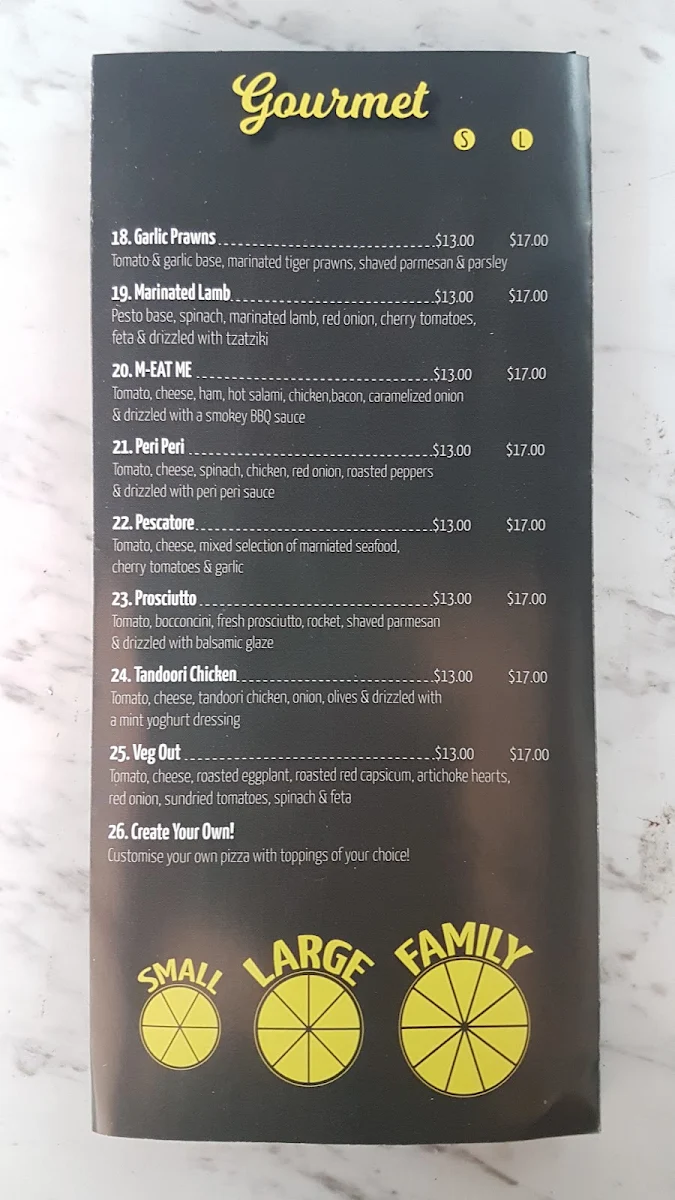 Menu, Magic Brothers Pizzeria Parkdale