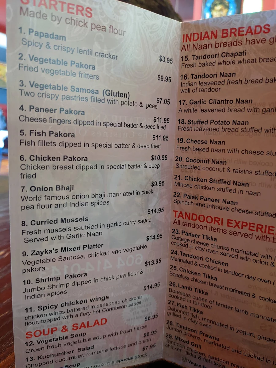Menu, Royal Zayka