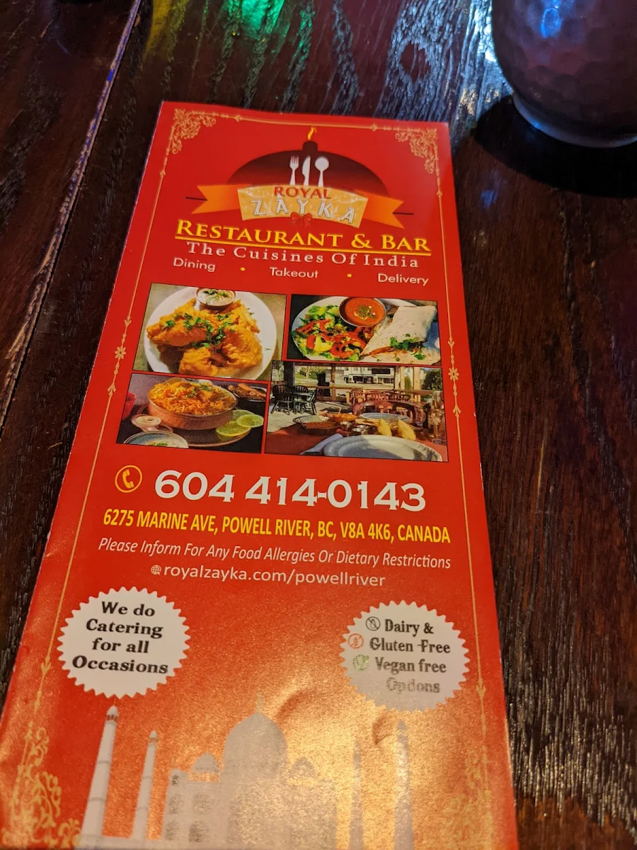 Menu, Royal Zayka