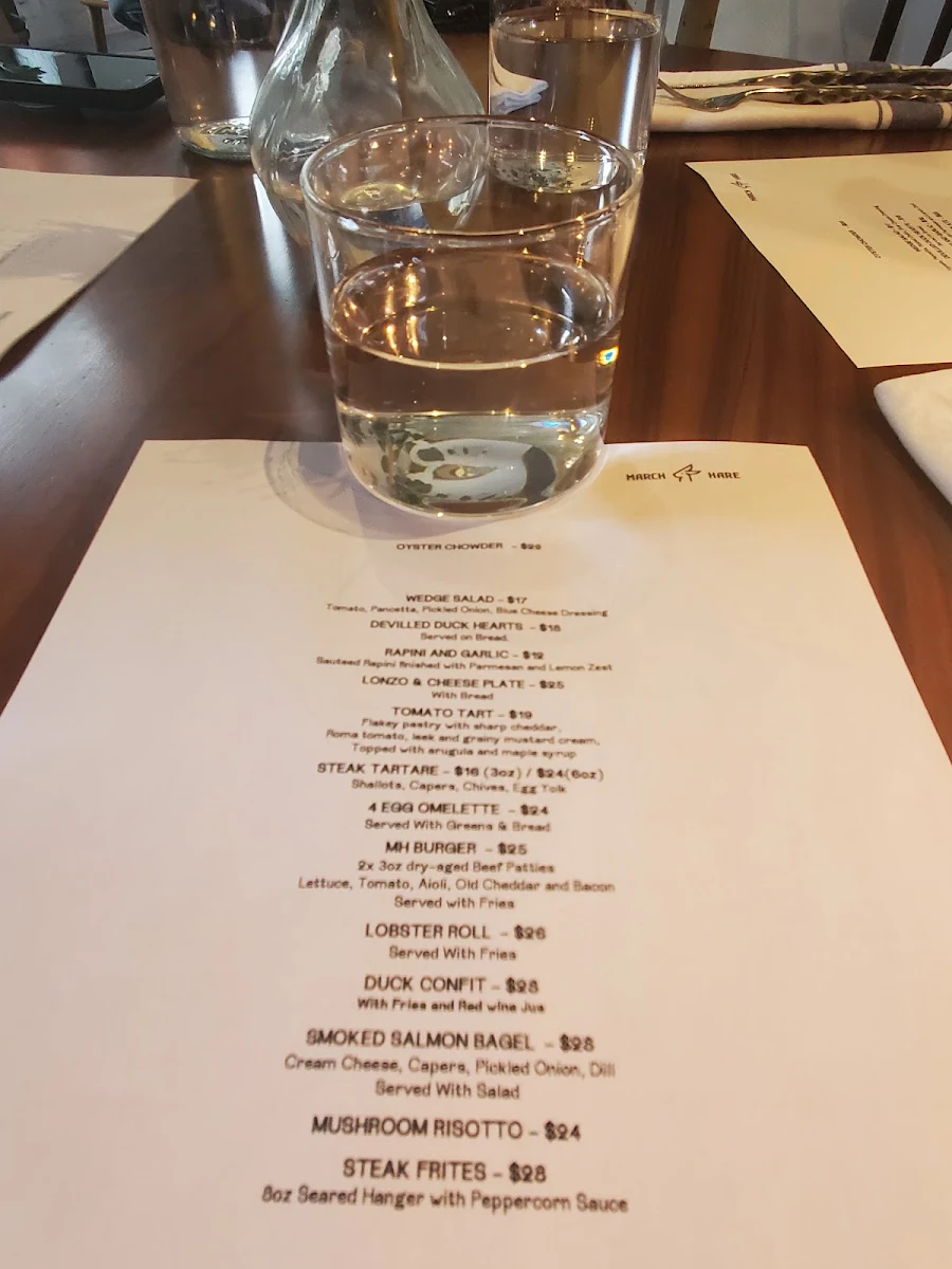 Menu, March Hare