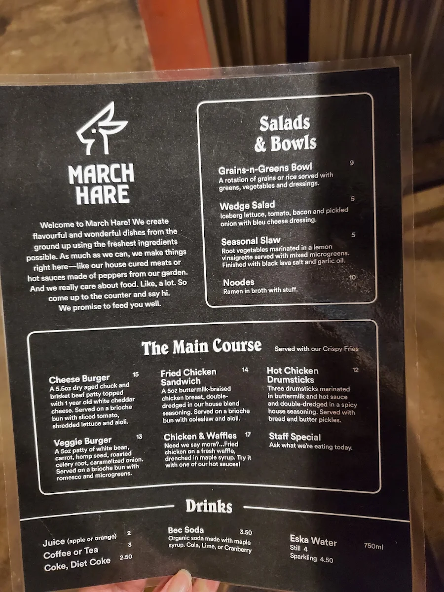 Menu, March Hare