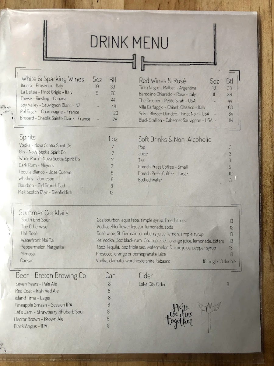 Menu, aFrite Restaurant