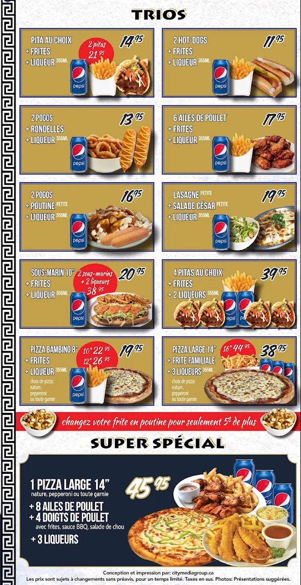 Menu, Pizzeria Miss Jean-Talon Souvlaki