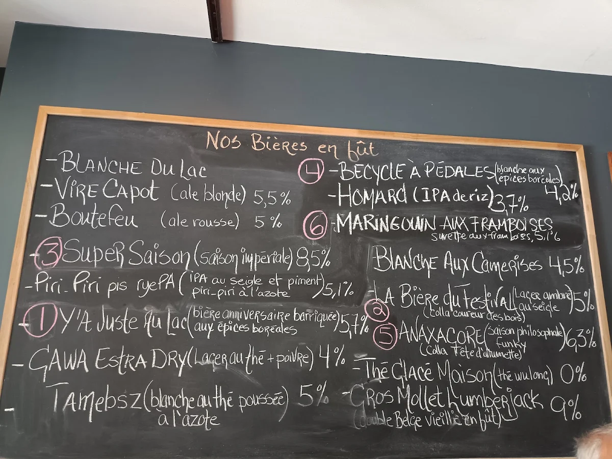 Menu, Microbrasserie du Lac Saint-Jean / Boutique & Bistrot