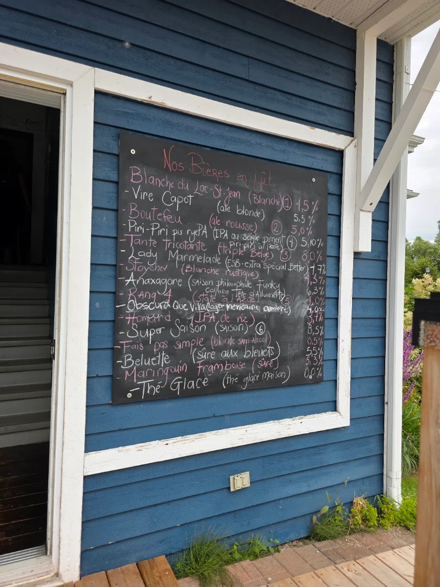 Menu, Microbrasserie du Lac Saint-Jean / Boutique & Bistrot
