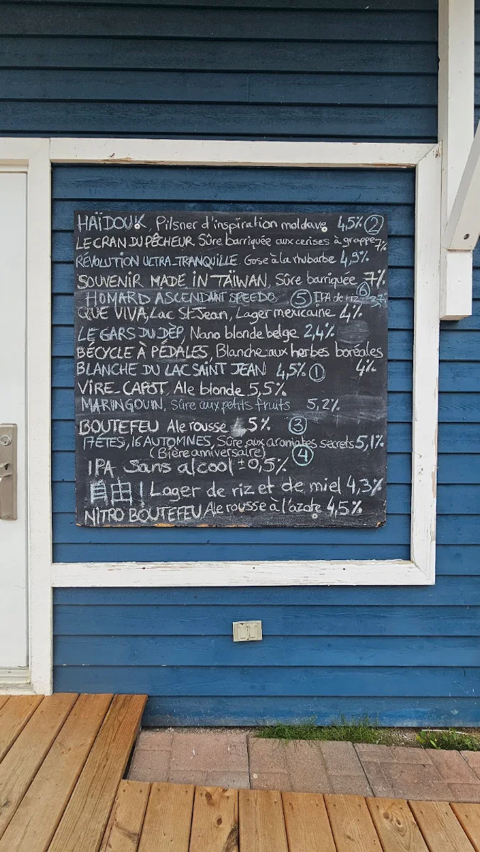 Menu, Microbrasserie du Lac Saint-Jean / Boutique & Bistrot