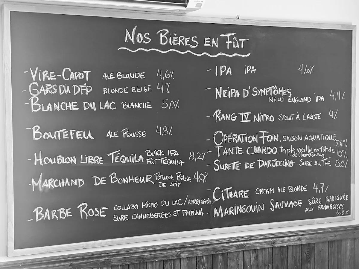 Menu, Microbrasserie du Lac Saint-Jean / Boutique & Bistrot