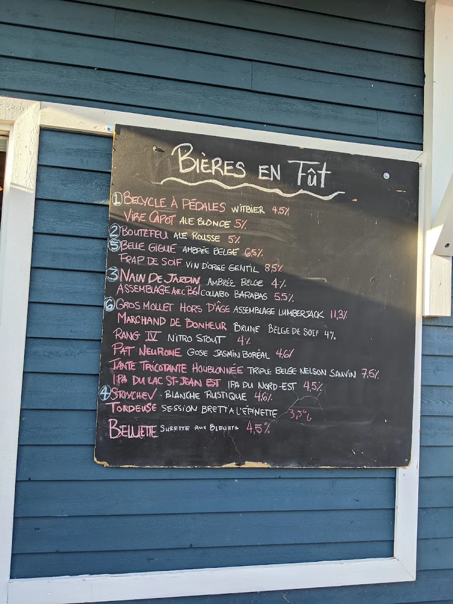 Menu, Microbrasserie du Lac Saint-Jean / Boutique & Bistrot