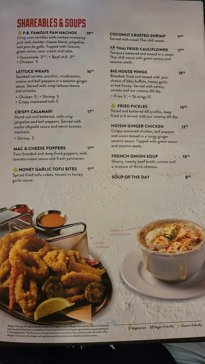 Menu, Pickle Barrel