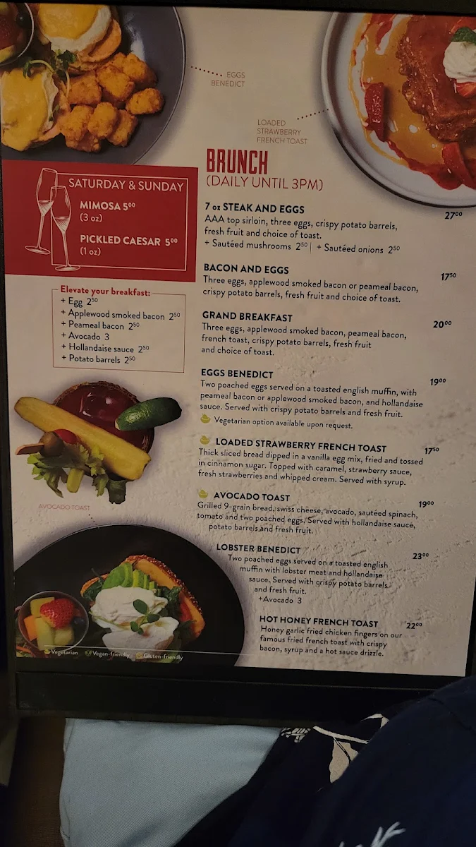Menu, Pickle Barrel