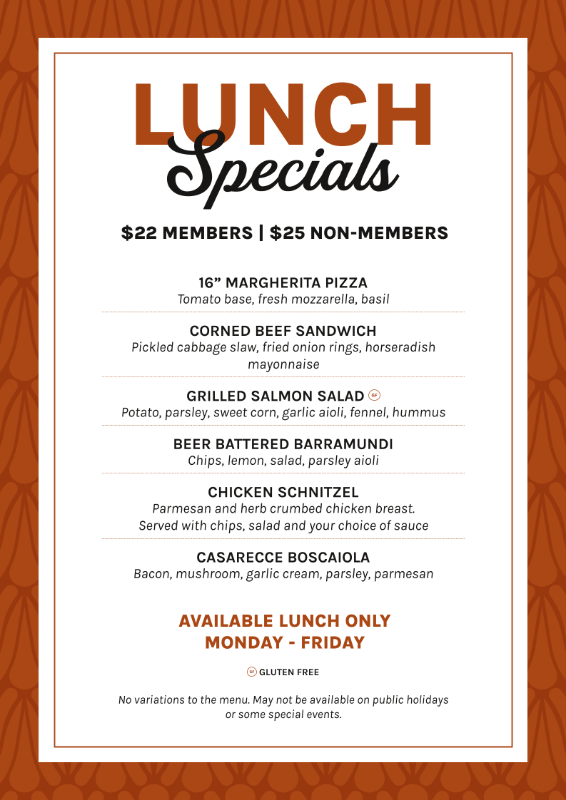 Menu, Union Place Hotel