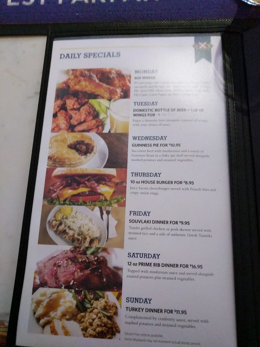 Menu, The Royal Windsor Pub & Eatery
