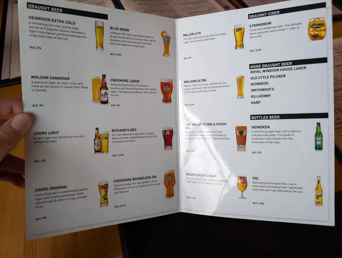 Menu, The Royal Windsor Pub & Eatery