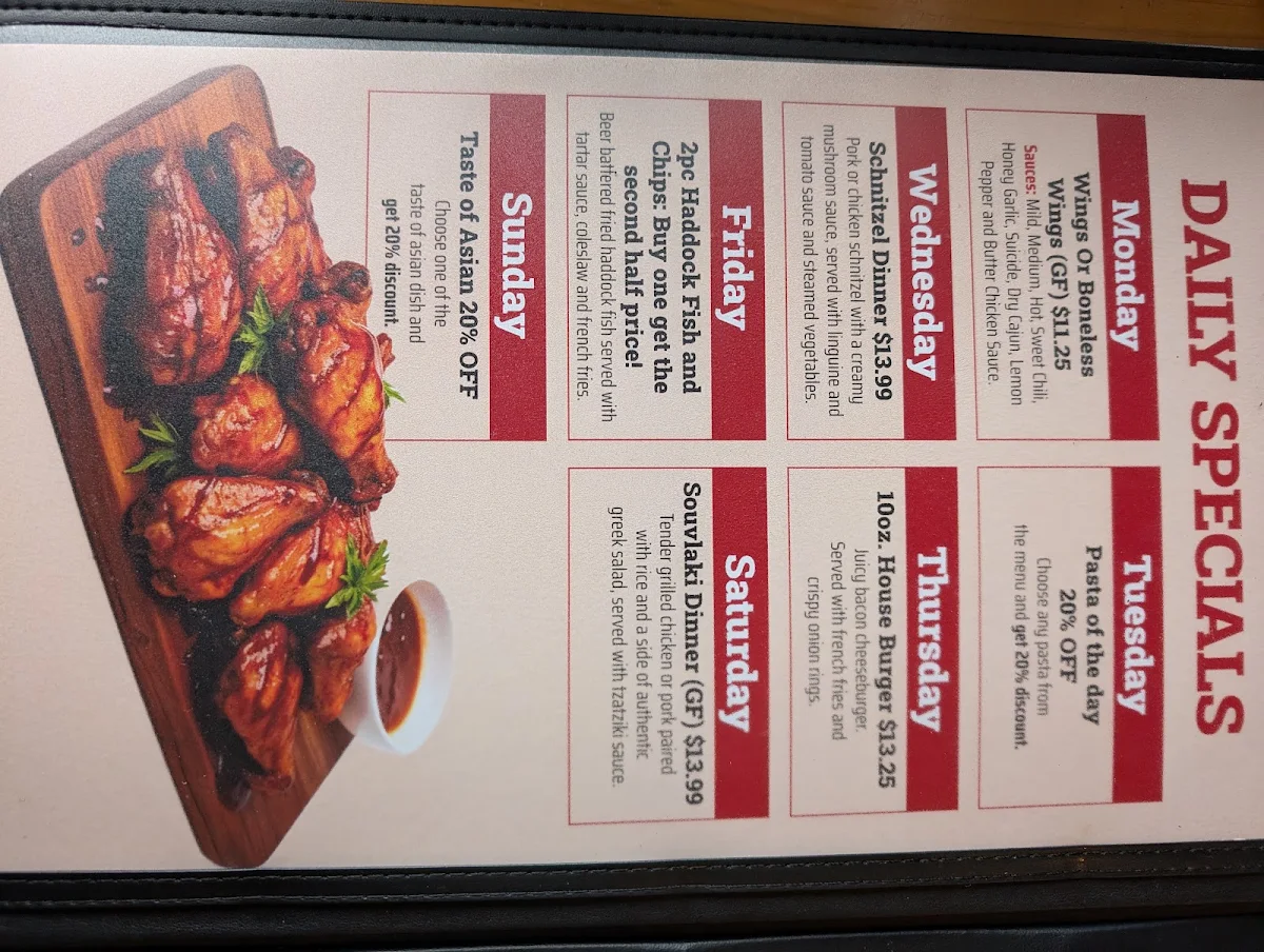 Menu, The Royal Windsor Pub & Eatery