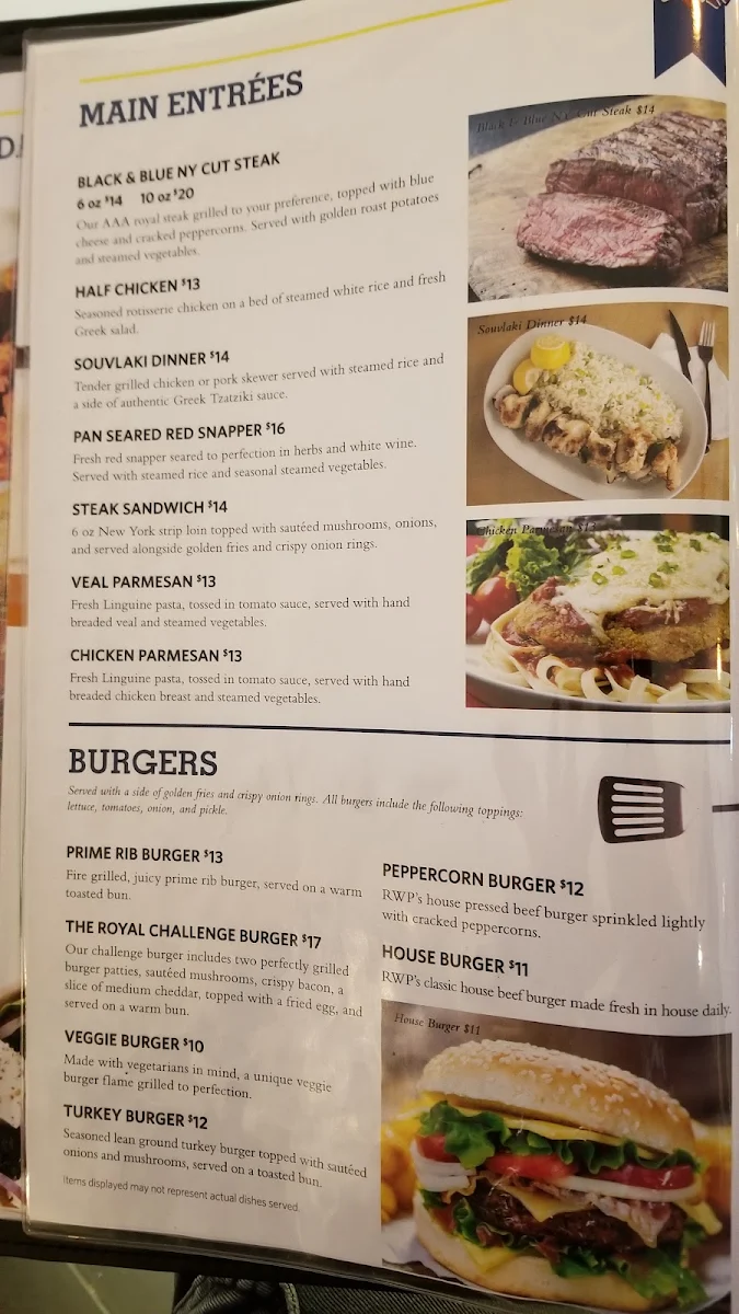 Menu, The Royal Windsor Pub & Eatery