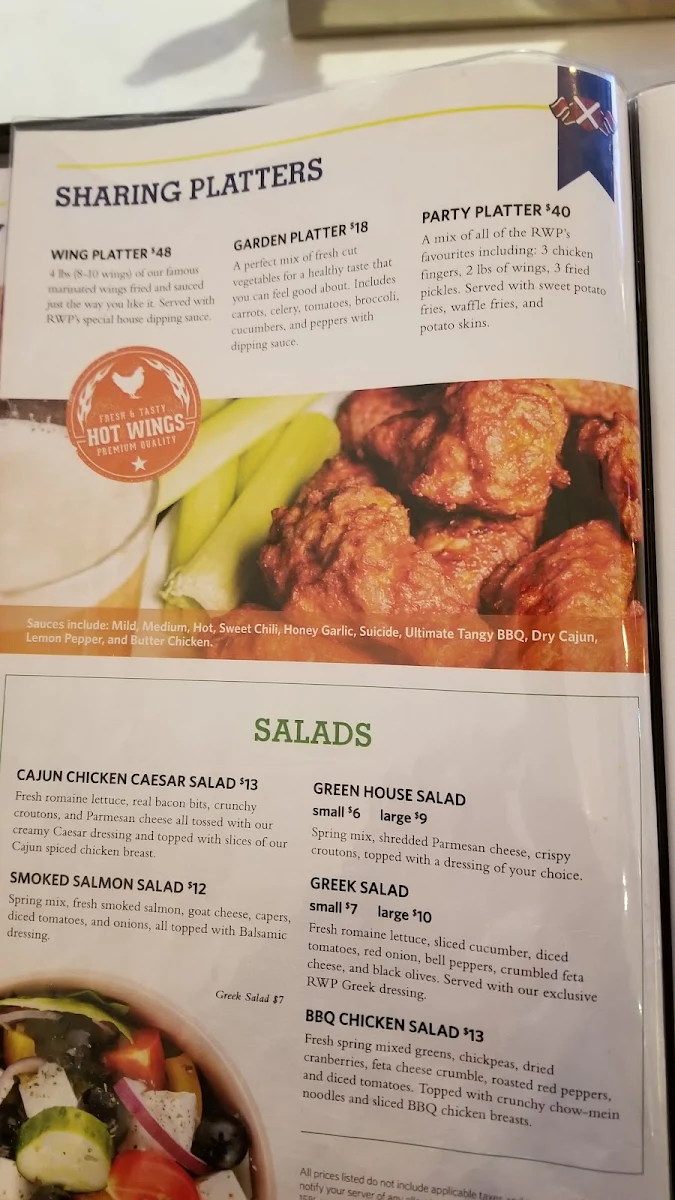 Menu, The Royal Windsor Pub & Eatery