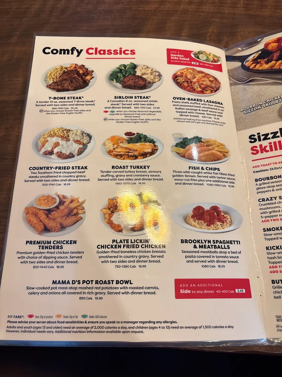 Menu, Denny's Restaurant Okotoks