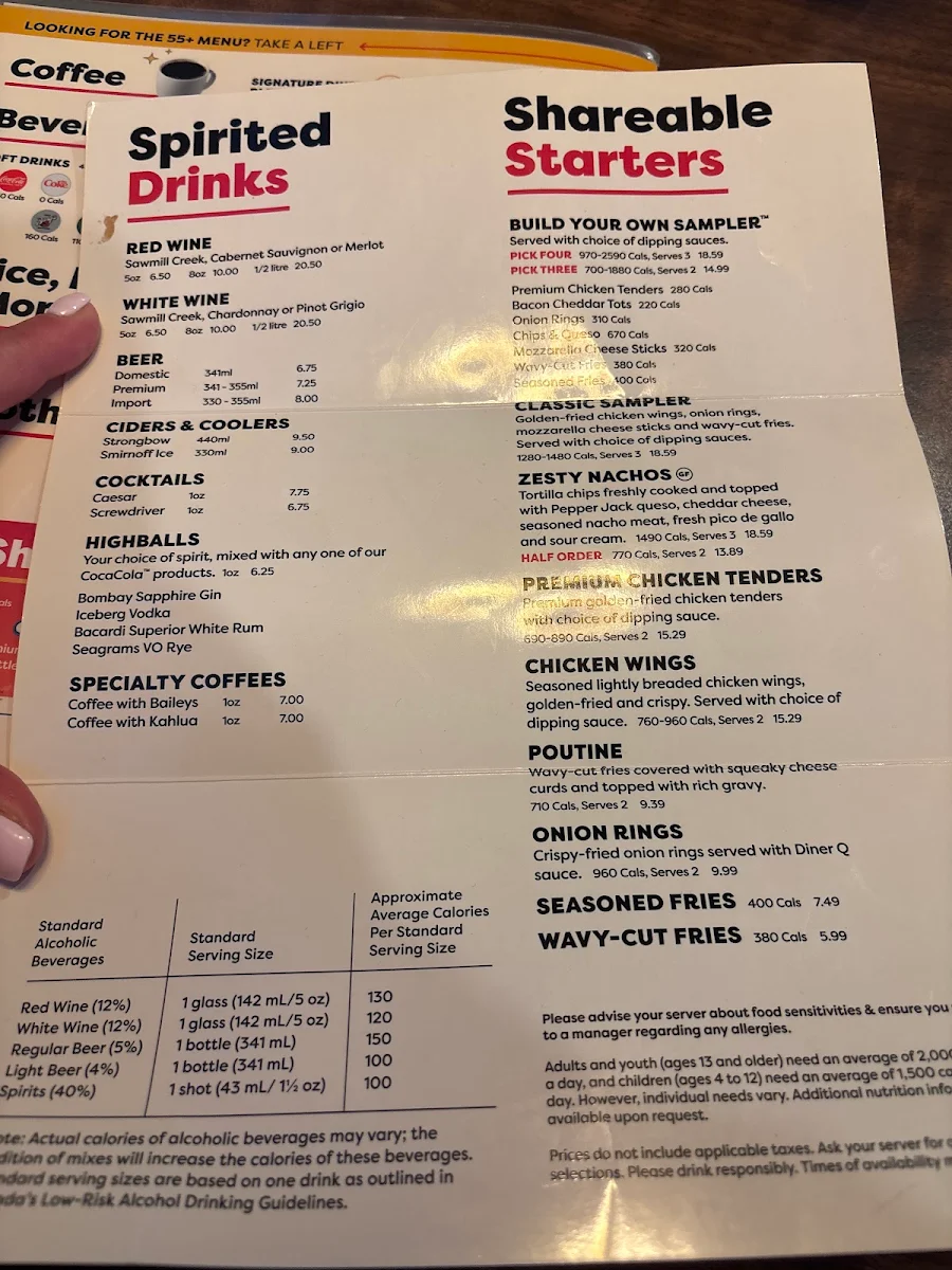 Menu, Denny's Restaurant Okotoks