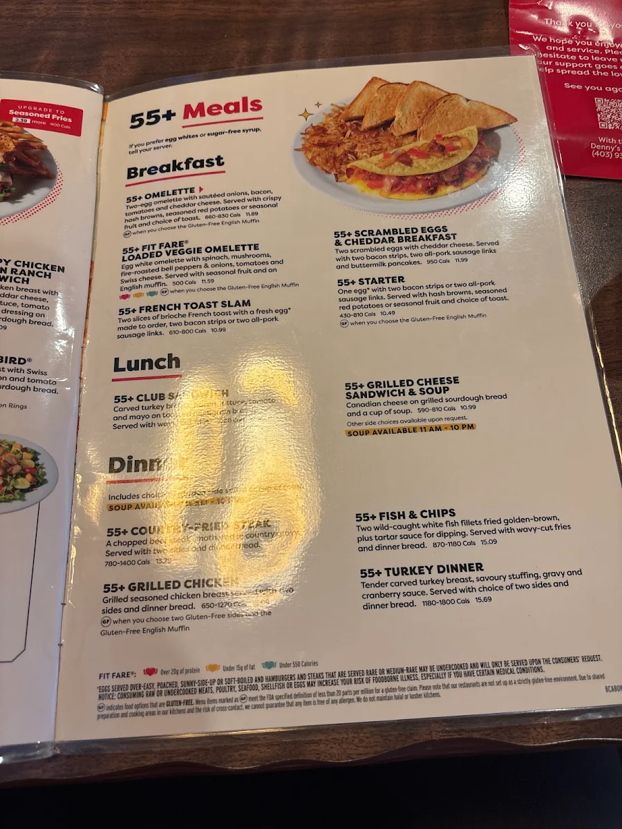 Menu, Denny's Restaurant Okotoks