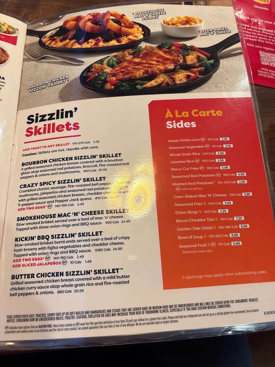 Menu, Denny's Restaurant Okotoks