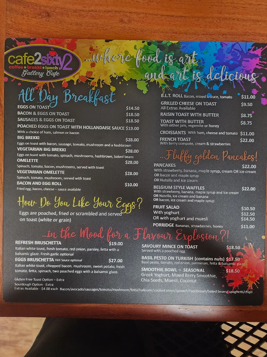 Menu, Cafe 2 Sixty 2
