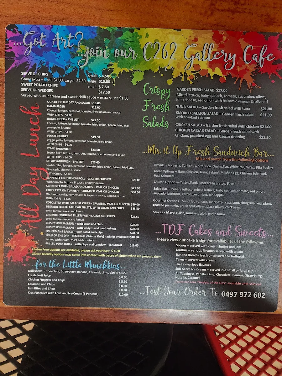 Menu, Cafe 2 Sixty 2