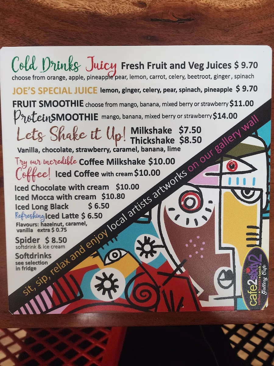 Menu, Cafe 2 Sixty 2