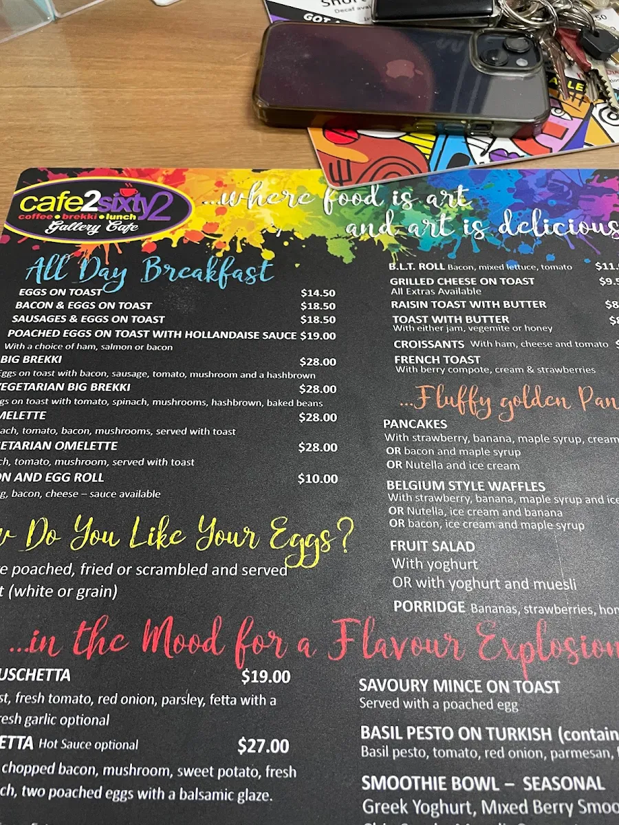 Menu, Cafe 2 Sixty 2
