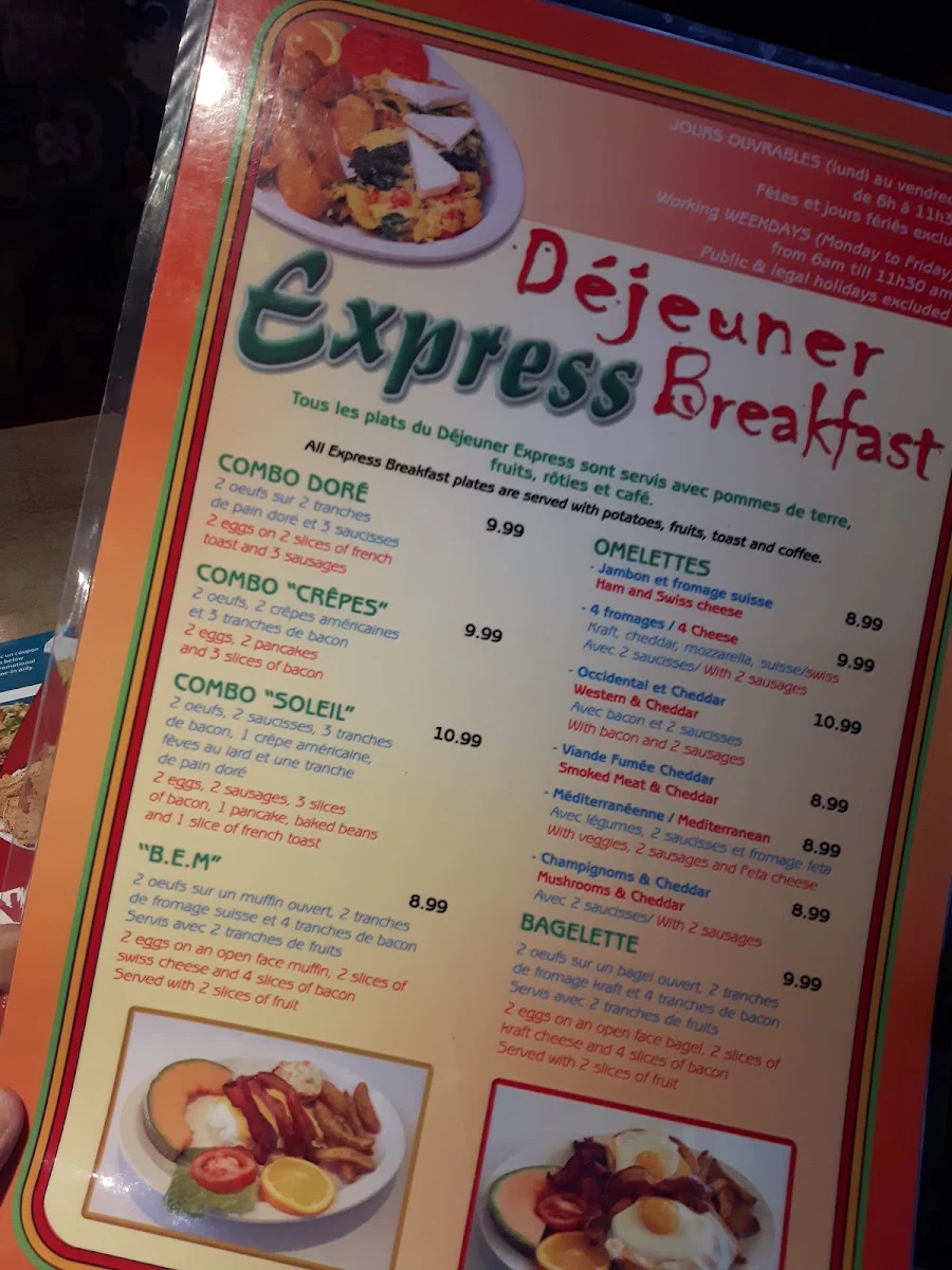 Menu, Restaurant Dorval