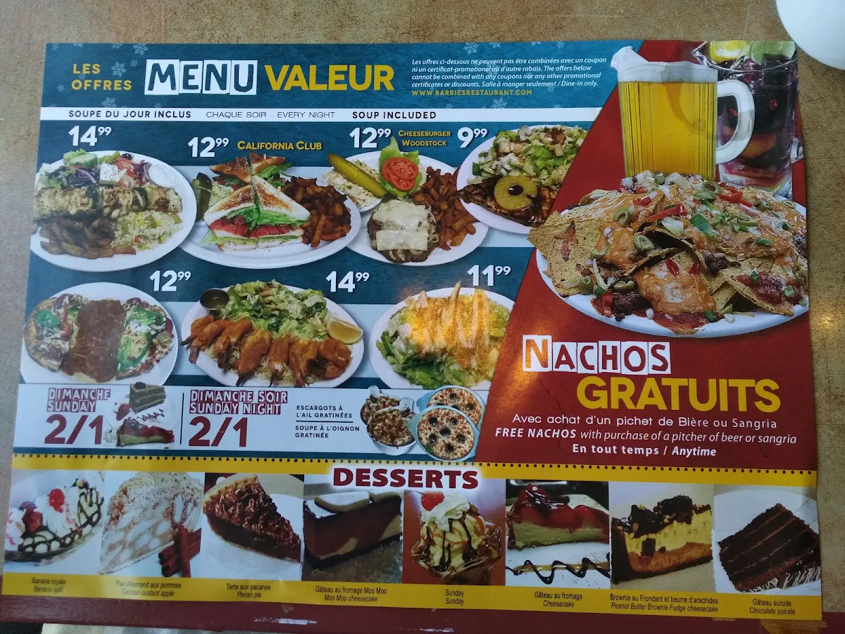 Menu, Restaurant Dorval