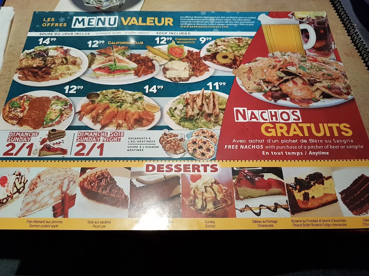 Menu, Restaurant Dorval