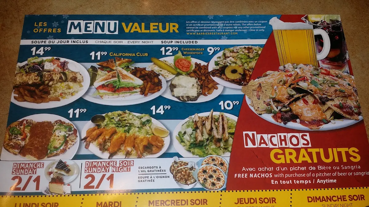 Menu, Restaurant Dorval