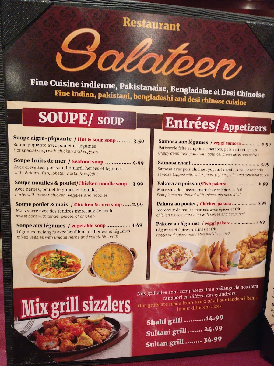 Menu, Salateen Restaurant
