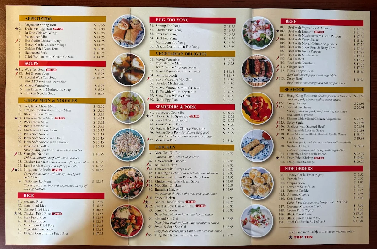 Menu, House of Dragon
