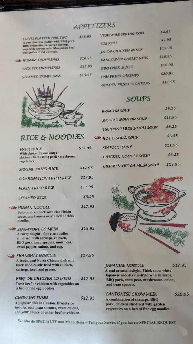 Menu, House of Dragon