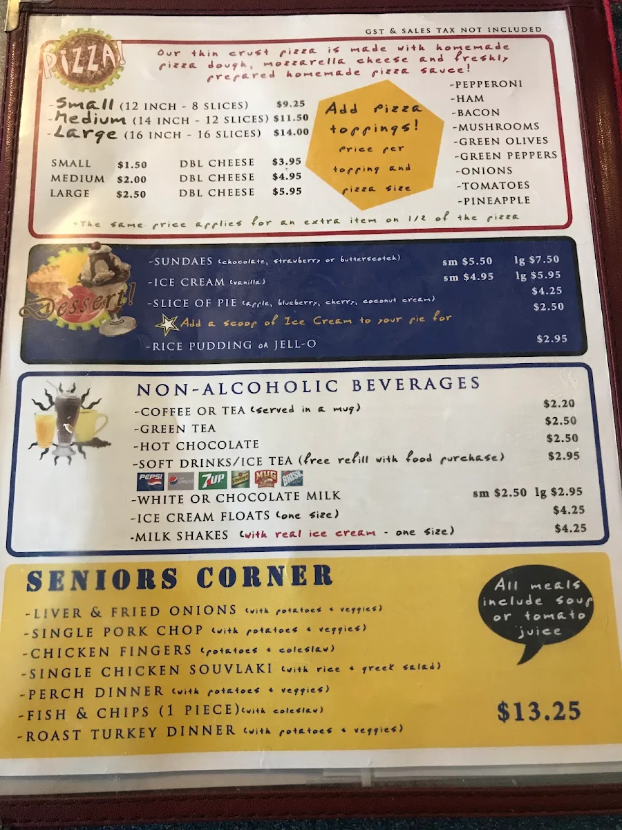 Menu, Corunna Breakfast Co