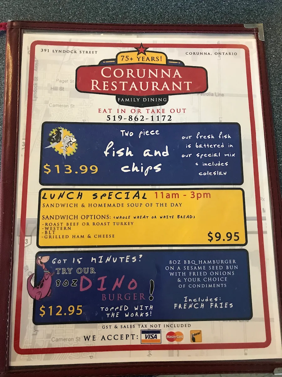 Menu, Corunna Breakfast Co