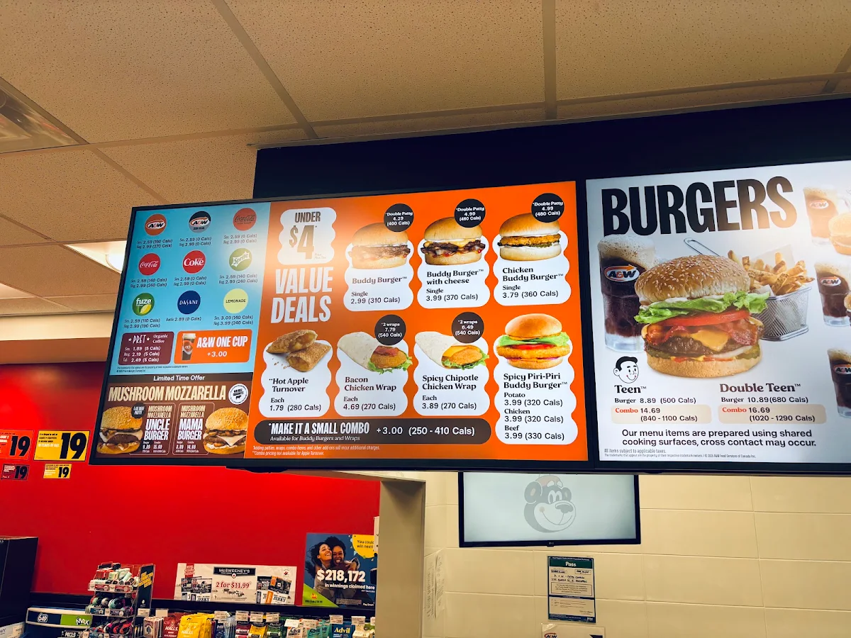 Menu, A&W Canada