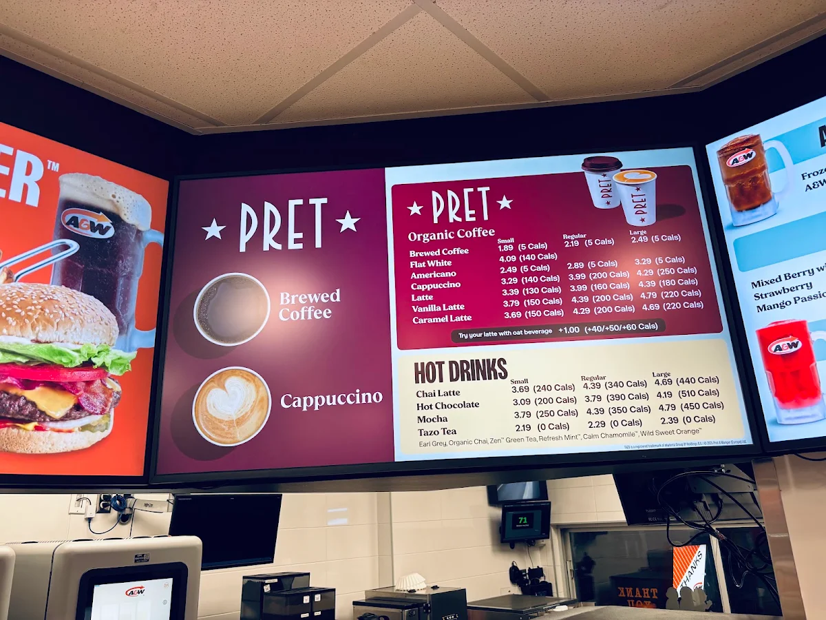 Menu, A&W Canada
