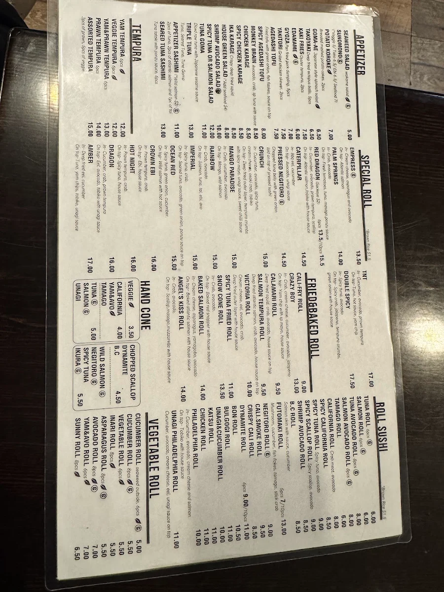 Menu, Oak Bay Bon Sushi