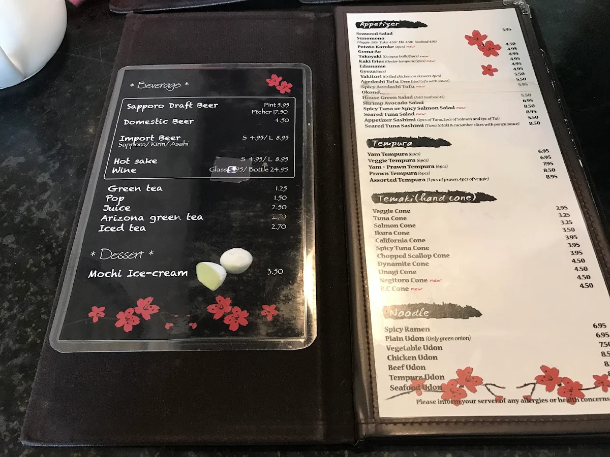 Menu, Oak Bay Bon Sushi