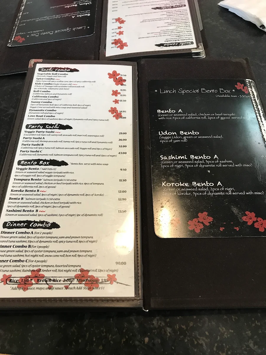 Menu, Oak Bay Bon Sushi