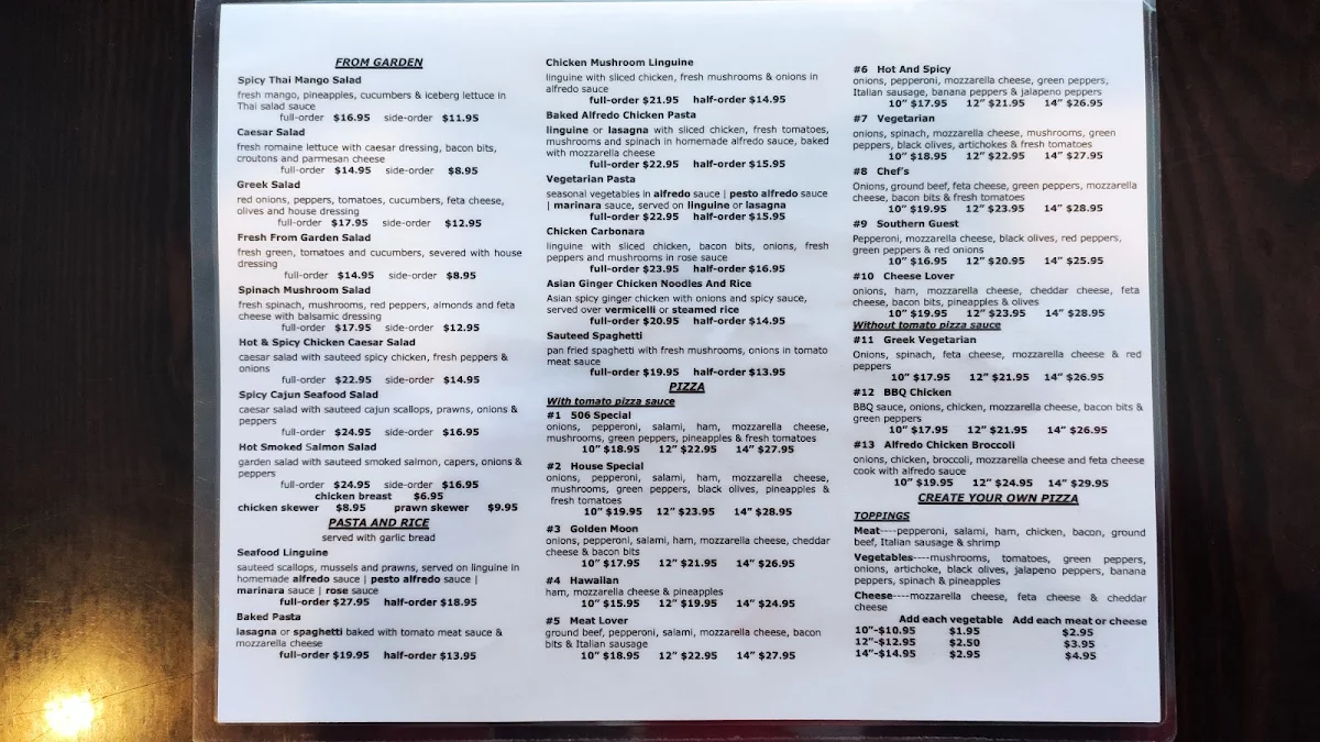 Menu, 506 All Day Grill
