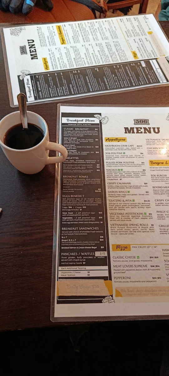 Menu, 506 All Day Grill