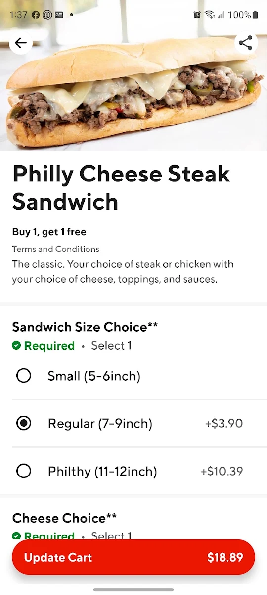 Menu, Philthy Phillys Brampton