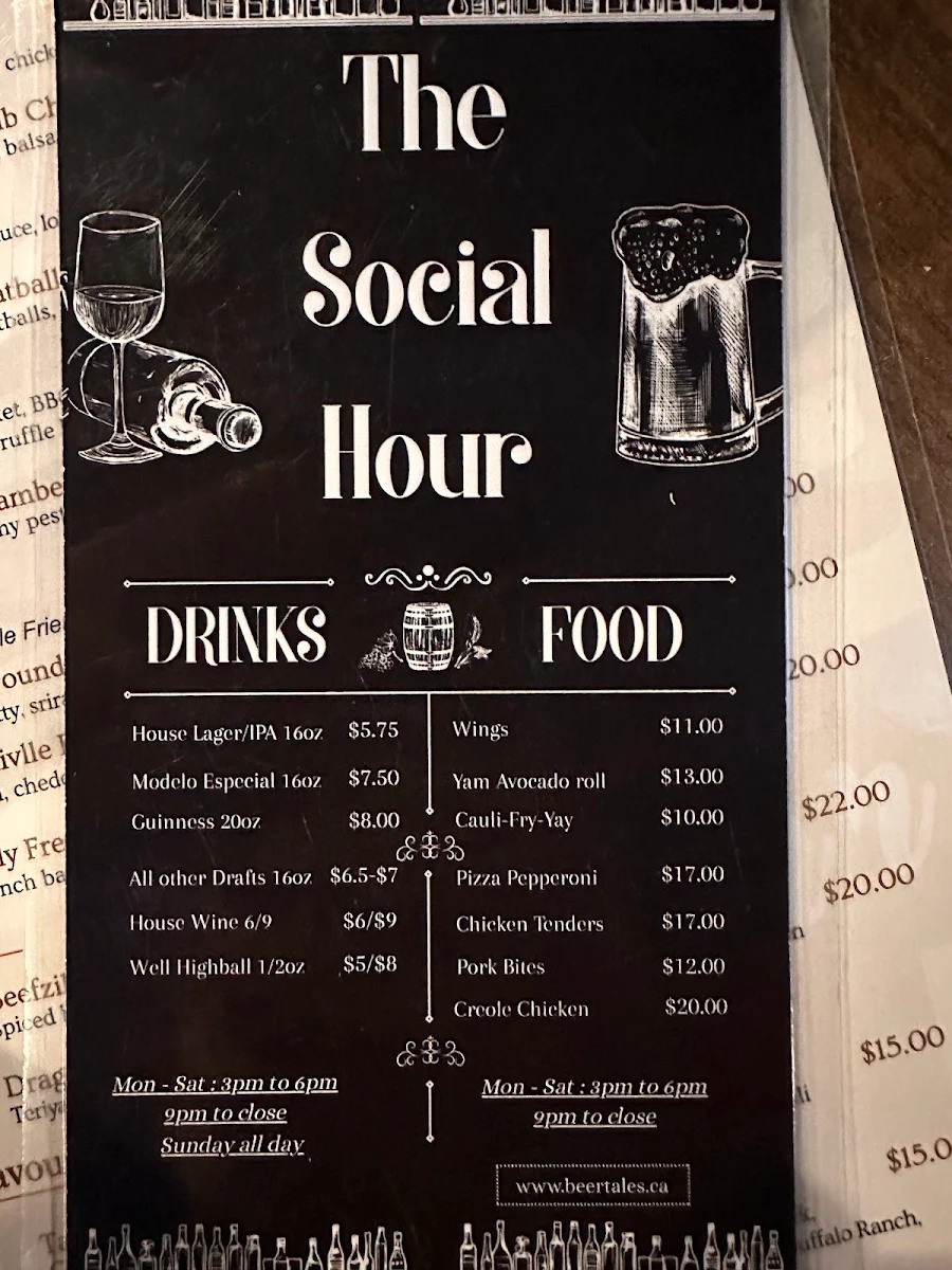 Menu, BEERTALES KITCHEN AND BAR